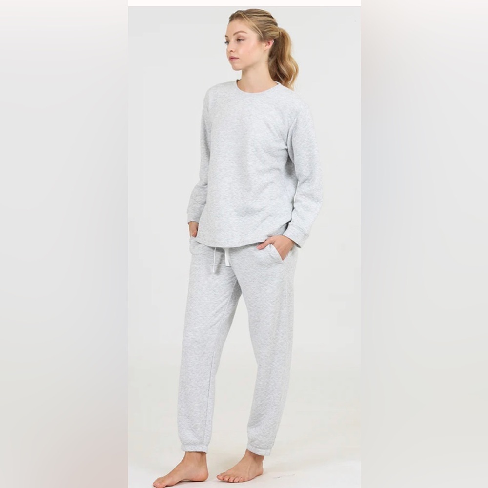 Cozy Quilted Jogger Pant & Sweatshirt Set M